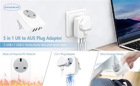 Uk To Aus Plug Adaptershuomao 5 In 1 Uk To Australia Plug Adaptor With