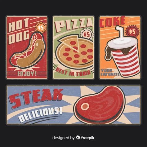 Free Vector Food Vintage Card Collection