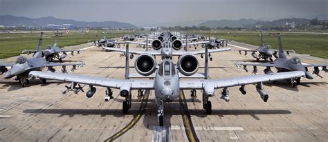 A 10 And F 16 Aircraft Elephant Walk At Osan Air Base South Korea