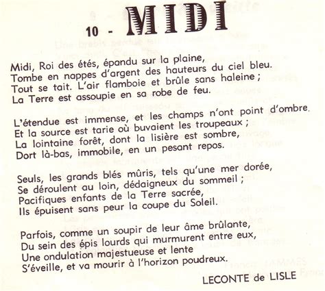 Midi Poème Poème Midi Leconte De Lisle Empiretory