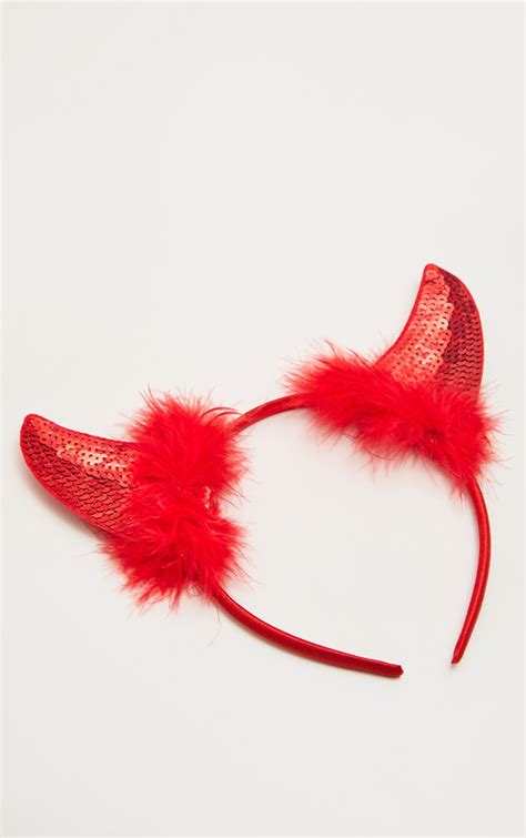 Red Sequin Devil Horns Headband Accessories Prettylittlething Il