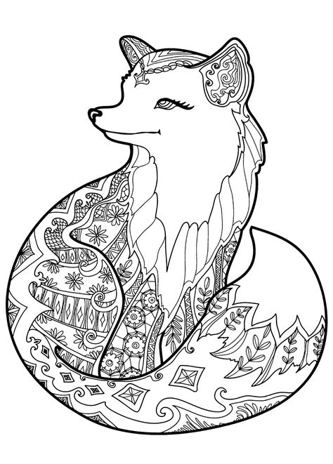 Fox With Beautiful Patterns Adult Coloring Page Coloring Home