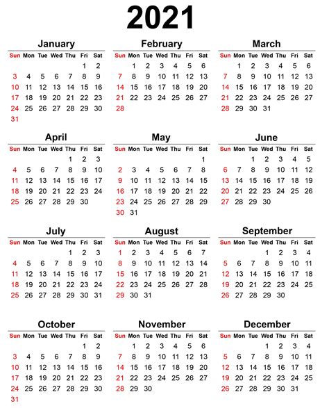 Calendar 2021 Year Png Transparent Image Download Size 2551x3161px