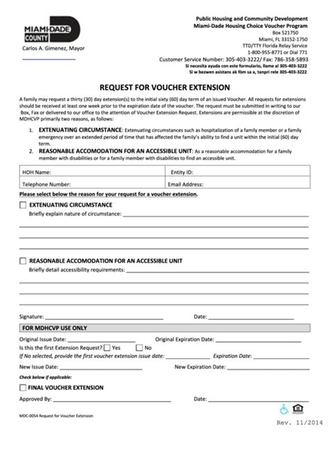 Requests should be narrowly tailored to your accommodation request. Request For Voucher Extension Form printable pdf download