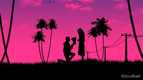 Download Wallpaper 2560x1440 Silhouettes Love Couple Romance Night