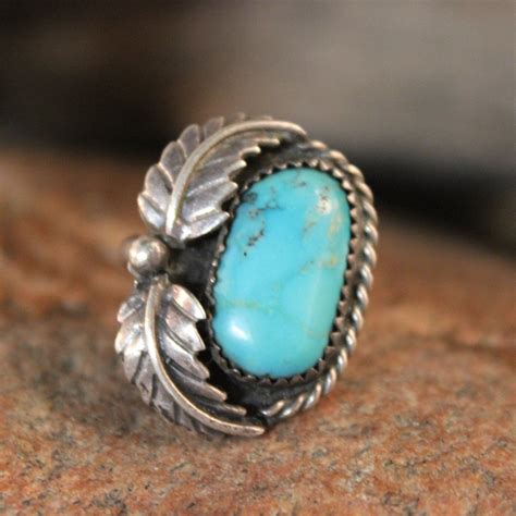 Vintage S Silver Ring Large Turquoise Ring Sterling Silver Navajo
