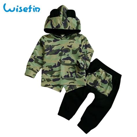 Baby Boy Clothes Set Autumn Long Sleeve Toddler Coat Camouflage Hoodie