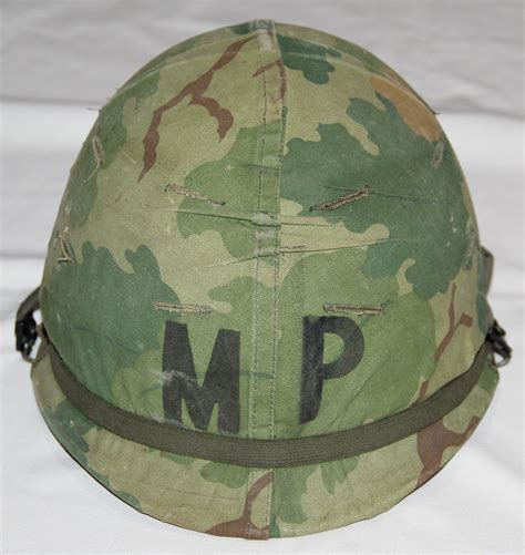 T016 Late Vietnam Military Police M1 Helmet With Complete Liner B