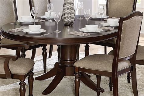 Marston Brown Pedestal Oval Extendable Dining Table From Homelegance