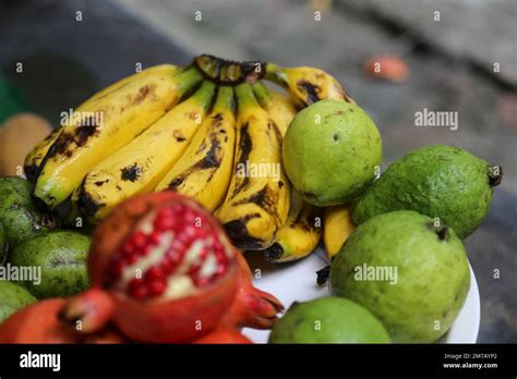 A Collection Of Bangladeshi Fruits Including Hog Pulms Guava