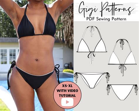 Bikini Pattern Swimsuit Pattern Sewing Patterns Triangle Etsy