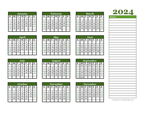 2024 Calendar With Monthly Note Section Calendar Custom 2024