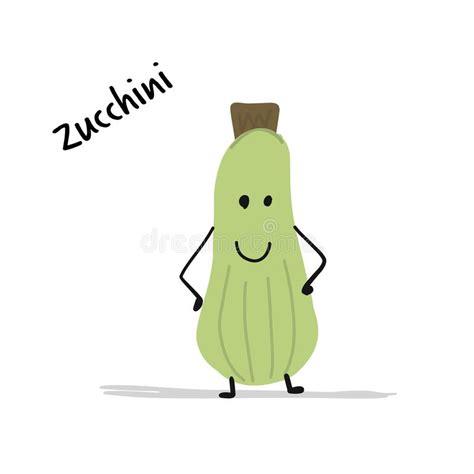 Happy Smiling Zucchini Character Stock Vector Illustration Of