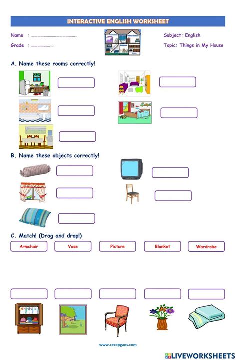 lkpd interaktif bahasa inggris tentang in my house worksheet live worksheets