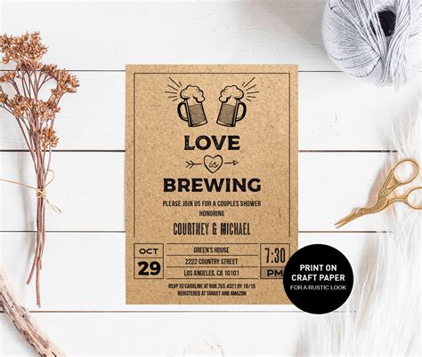 Love Is Brewing Couples Shower Invitation Rustic Kraft Love Etsy