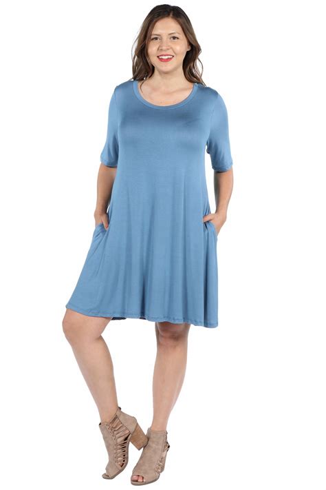 247 Comfort Apparel Womens Plus Size Knee Length Pocket T Shirt