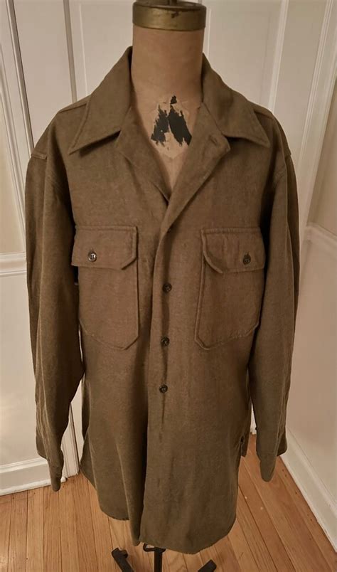 Vintage Wwii Us Army Military Issued Olive Green Wool Gem