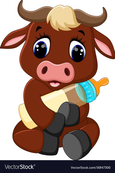 Cute Baby Bull Cartoon Royalty Free Vector Image