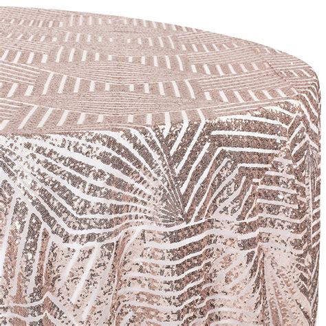 Geometric Glitz Art Deco Sequin Tablecloth 120 Round Blushrose Gol