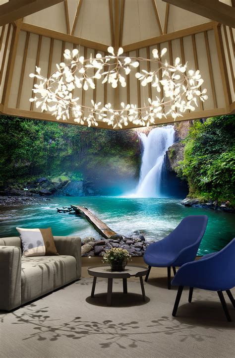 3d Waterfall In The Tropical Jungle Tv Background