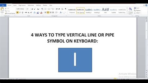 How To Type Vertical Line Or Pipe Symbol On Keyboardword Shortcuts