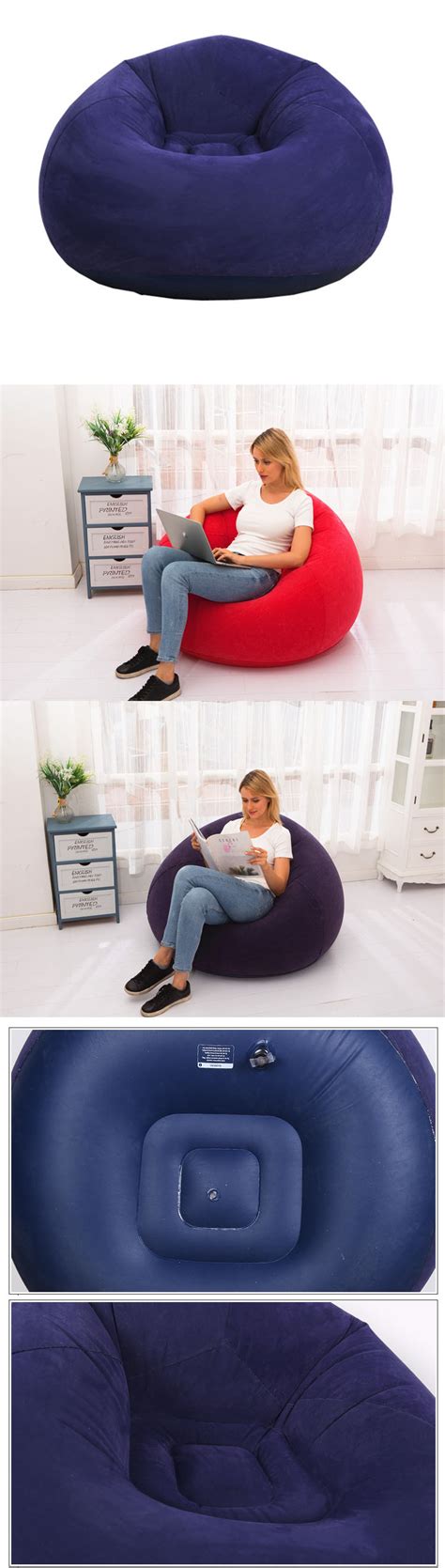 Inflatable Pvc Flocked Single Sofa With Armres Backrest Air Lounge Sofa Customized Flocking