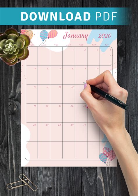 Download Printable Pink Monthly Birthday Calendar PDF