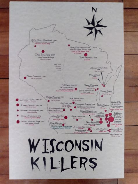 Wisconsin Serial Killers Map Etsy