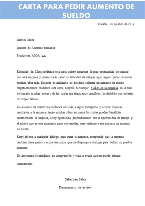 Carta Para Pedir Aumento De Sueldo Ejemplo Y Modelo