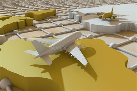 3d Traveling Around The World By Plane 3d Illustration Traveling
