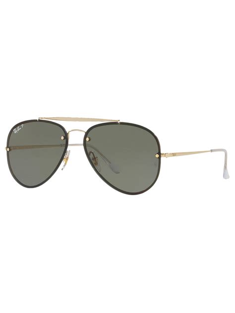 Ray Ban Rb3584n Blaze Polarised Aviator Sunglasses Gold Green At John Lewis And Partners