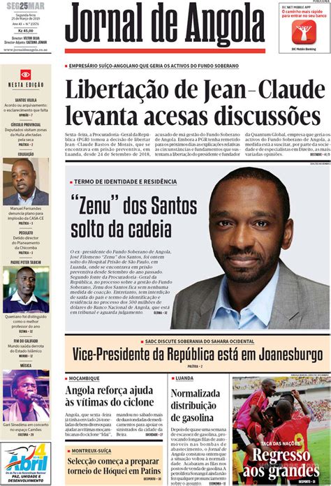 Capa Jornal De Angola De 2019 03 25