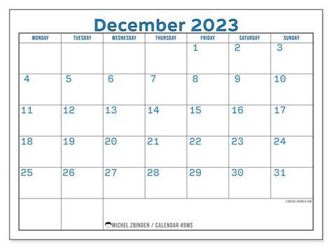 Calendar December 2023 49 Michel Zbinden En