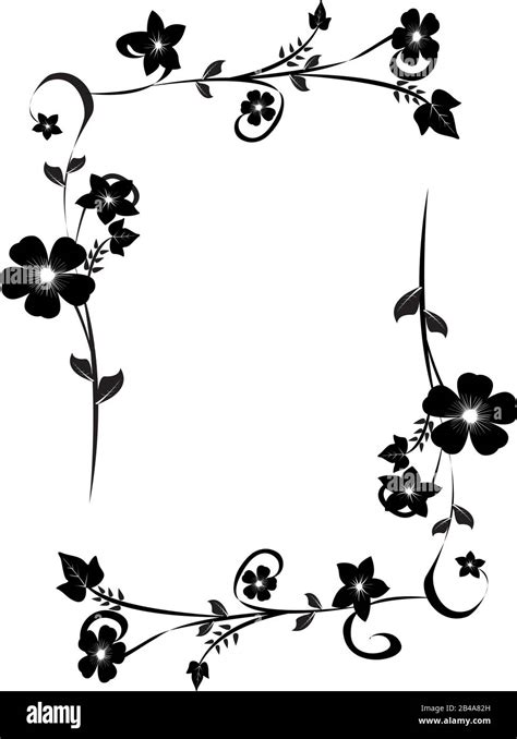 Ilustración De Marco Floral Organizado En Capas Flores Hojas Y Vides