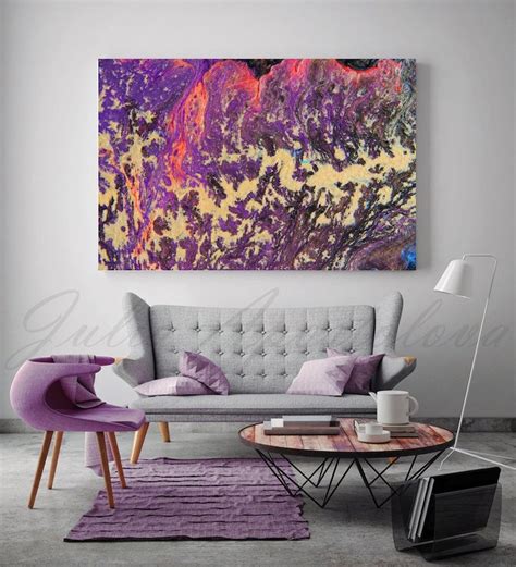 Large Wall Art Purple Abstract Painting Print Acrylic Etsy