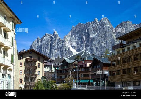 Italy Dolomites Veneto Cortina Dampezzo View Of Cristallo Stock