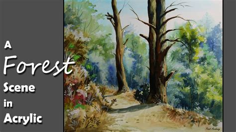 Acrylic Painting A Forest Scene In Acrylic Step By Step Youtube