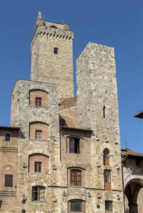 san gimignano siena tuscany tower ardinghelli and torre grossa stock image image of europe