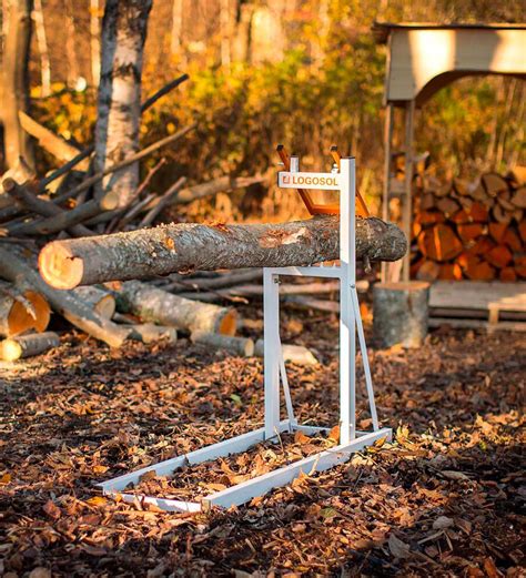 Foldable Steel Smart Log Holder Sawhorse White Plowhearth