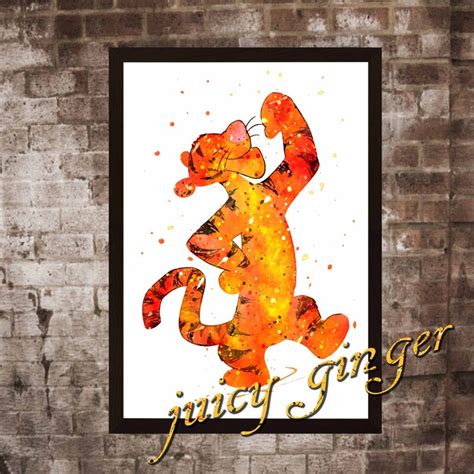 Tigger Art Print Winnie The Pooh Disney Watercolor Poster Etsy