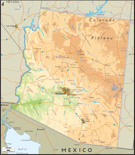 Arizona Map Geography Of Arizona Map Of Arizona World