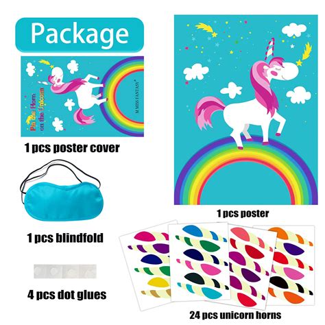 Buy Miss Fantasy Pin The Tail Party Games 24 Reusable Horns Unicorn