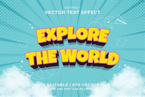 Editable Text Effect Explore The World 3d Cartoon Template Style