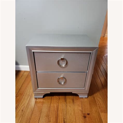 Small Silver Nightstand With 2 Drawers Aptdeco