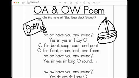 Long O Sound Oaow Poem Youtube