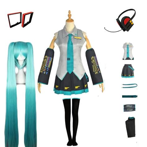 Vocaloid Anime Miku Cosplay Costume Japan Midi Dress Female Outfits For