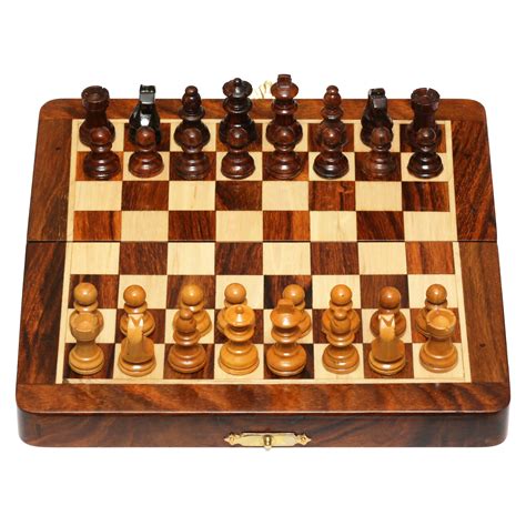 Lion Chess 7 Sheesham Magnetic Chess Set Magnetic
