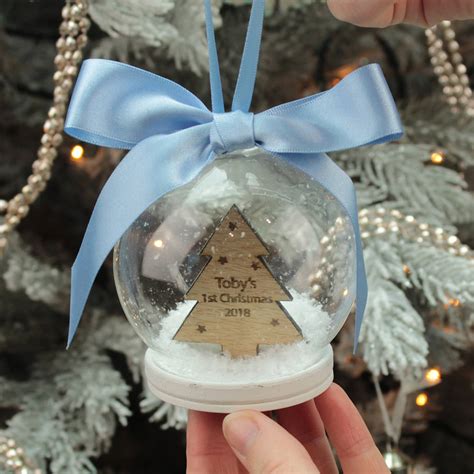 Personalised Christmas Tree Snow Globe Bauble By Dreams To
