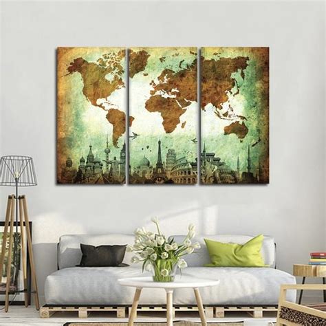 Stained World Map Masterpiece Multi Panel Canvas Wall Art Wall Canvas