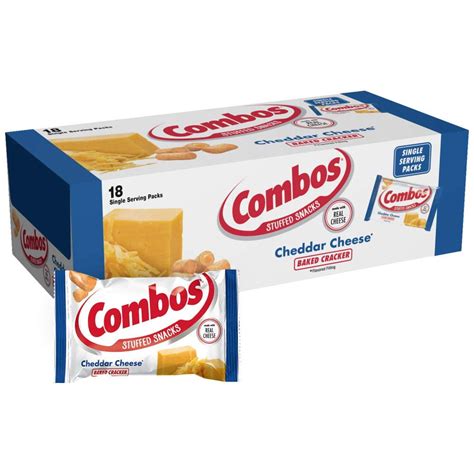 Combos Cheddar Cheese Cracker Baked Snacks 17 Ounce Bag 18 Count Box